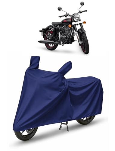 Image of Bike /SCOOTY Cover for Royal ENFEILD Classic 350 with Side Mirror Pocket & Buckle Belt | HIGH Material Quality | Weather Resistant