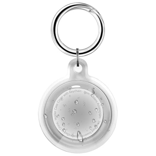 Foweroty IPX8 Waterproof for Airtag Holder, for Apple for Airtags with Keychain,for Air Tag Case for Luggage, Dog Collar, Keys, Anti-Scratch Full Body Protective for Air Tags Holder, Clear