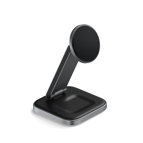 Satechi 2 in 1 Wireless Charger, Qi2 15W Dual Wireless Charger Stand, Magnetic, Foldable Travel...