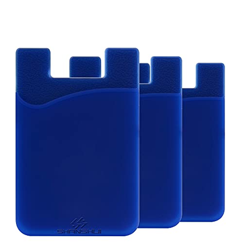 Shanshui 3 Pack Phone Wallet, Ultra-Slim Silicone Phone Card Holder Credit Card Id Card Pocket For Android & Most Smartphones - Dark Blue #TOP3