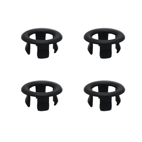 Alovexiong 4 Pack Bathroom Basin Sink Round Hole Trim Overflow Cover Rings Hole Insert in Cap Hollow Ring Triangle for Hole Diameter Replacement Ceramic Pots for Home,Sink,Bathroom,Kitchen (Black)