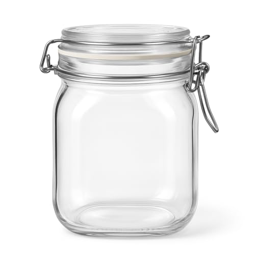 isigno Tarro de Cristal Hermético 1L con Tapa y Cierre...