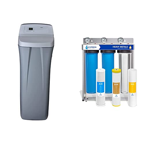 Whirlpool WHES40E 40,000 Grain Softener | Salt & Water Saving Technology & Express Water Heavy Metal Whole House Water Filter – 3 Stage Whole House Water Filtration System...