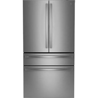 GE Profile 28.7 cu. ft. 4-Door French Door Refrigerator in Stainless Steel with Dual-Dispense Autofill Pitcher PGE29BYTFS