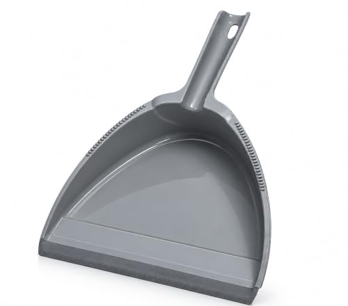 Image of Plastic Dustpan with Rubber Lip Edge, Grey