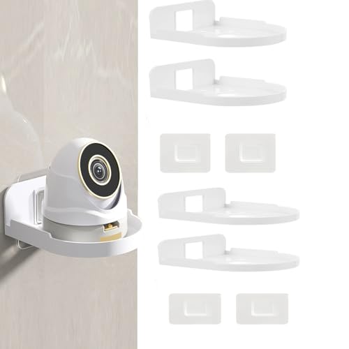 Image of STHIRA 4Pcs Wall Mount Shelf for Security Camera, Wireless Cameras & Baby Monitors, No Drill Self Adhesive Acrylic Holder, Hollow Design for Cable Management, 12x9.5x3.5cm