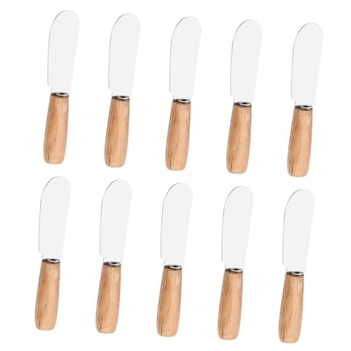 Hohopeti Espátulas para Untar de Mantequilla con Mango de Madera Acero Inoxidable Resistentes para Cocina y Repostería para Cremas y Patés