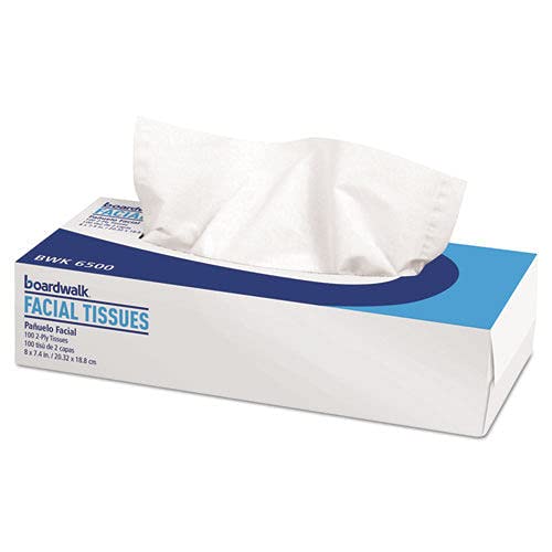 Boardwalk 6500 Office Packs Facial Tissue, Flat Box, 100 Sheets/Box, 30 Boxes/Carton
