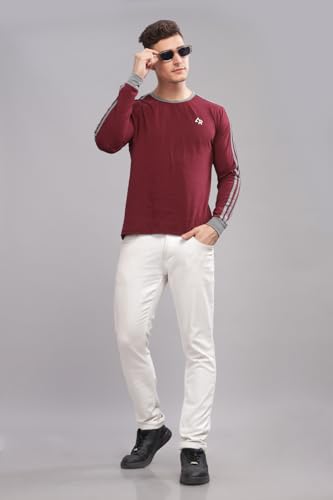 Image of ADRO Full Sleeve Tshirt for Men | Colorblock T Shirt for Men | 100% Cotton Tshirt | Full Sleeve Regular Fit T-Shirt | Men's Full Sleeves T Shirts