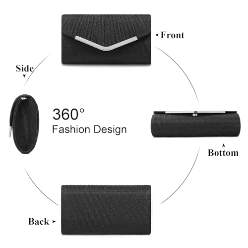 Image of RNIEGA Clutch Purses for Women, Evening Bag with Detachable Chain Ladies Sparkling Party Handbag Wedding Bags