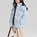 Kids Girls Puffer Jackets Casual Long Sleeve Hooded Stand Collar Warm Down Coat Full Zip Fashion Winter Outerwear