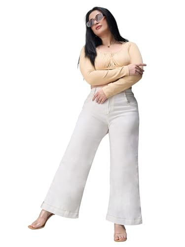 Image of Miss Chase A+ Women's Wide-Leg High Rise Regular Stretchable Denim Jeans