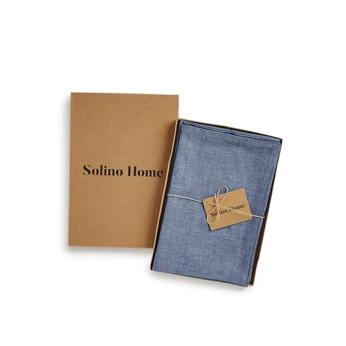 Solino Home Linen Cloth Napkins Set of 4-100% Pure Linen Blue Denim Dinner Napkins 20 x 20 Inch for Spring, Summer - Athena, Handcrafted and Machine Washable