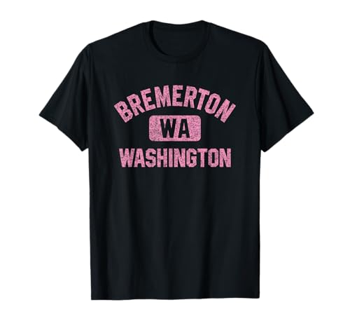 Bremerton Washington Gym Style Distressed Pink Print T-Shirt