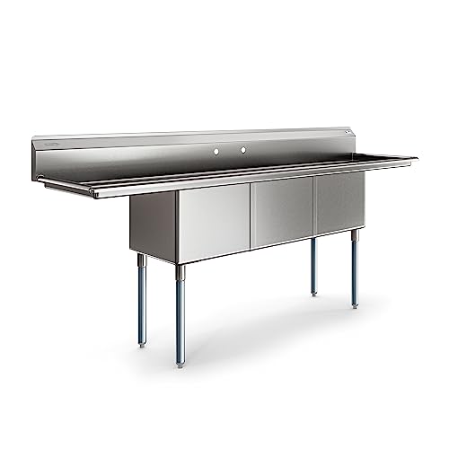 Koolmore KM-SC181814-18B3 90 Inch Three Compartment 18-Gauge Stainless-Steel Nsf Commercial Kitchen Sink thumb #7