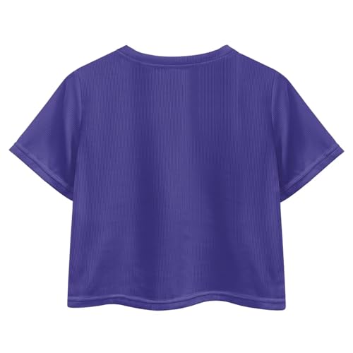 Image of Girls Summer Crop Top Outfits Short Sleeve T Shirts Kids Cute Clothes Tees Blouse