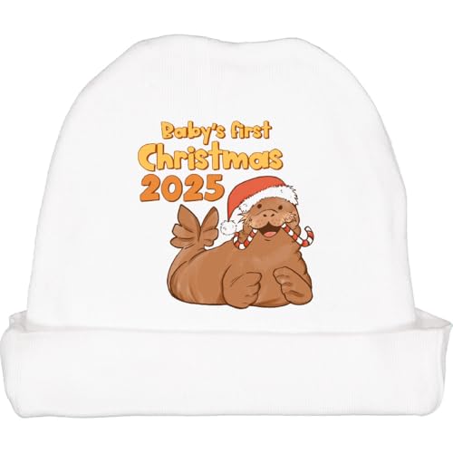 inktastic Baby's First Christmas 2025 Walrus Baby Beanie Hat