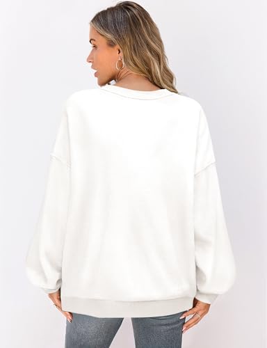 Image of UEU Women Oversized Striped Crewneck Sweatshirt Long Sleeve Color Block Pullover Tops Casual Loose Workout Shirt