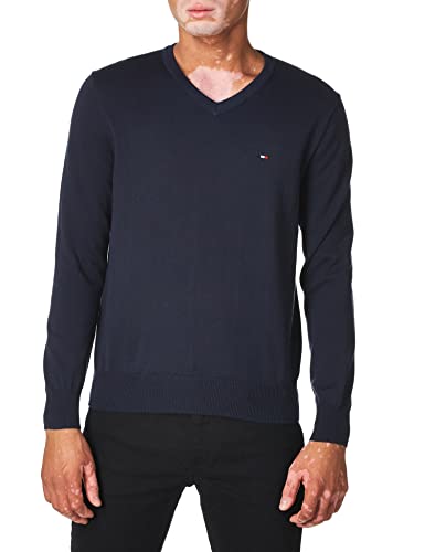 Tommy Hilfiger Men's Sweater with V Neck, Masters Navy Large