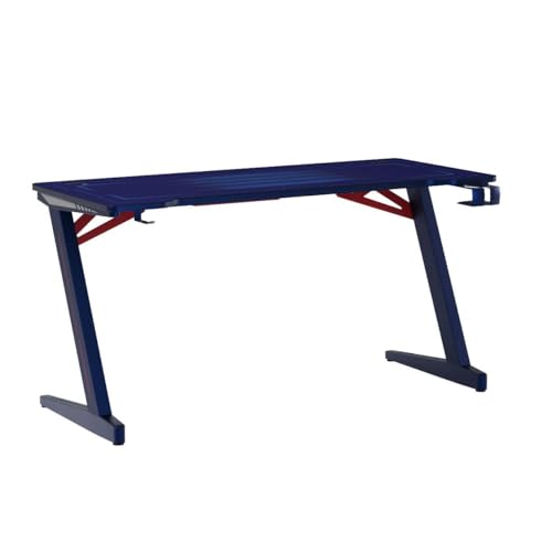 Bureau Gaming 140 cm x 60 cm, Gaming Desk, Table pour Ordinateur Console PS5, Xbox Series, Pieds en Acier, RGB LED, Base de Tapis, Grille pour ramasser Les câbles – Image 5