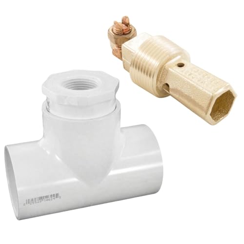 Brass Water Bonding Fitting with 2 PVC Plumbing Kit for Swimming Pool 1 MPT - NEC Compliant for Inground Pools Spas & Water Features - PB-2008 / 08KIT-20 (PB-2008 / 08KIT-20 2 PVC Plumbing Kit)