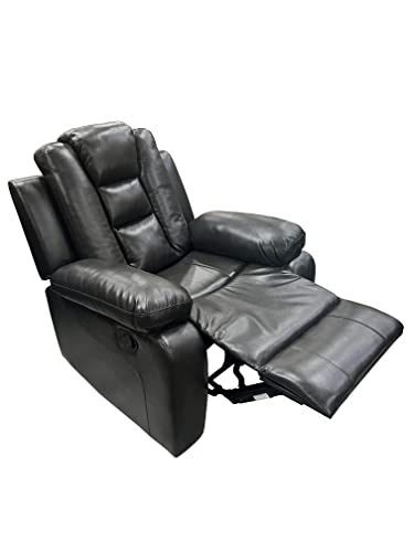Liveasy Furniture 2-Pc Faux Leather Reclining Sofa And Loveseat Living Room Set In Charcoal Grey, Sofa Loveseat Chair Pillow Top Backrest And Armrests (Sofa+Loveseat) #TOP3