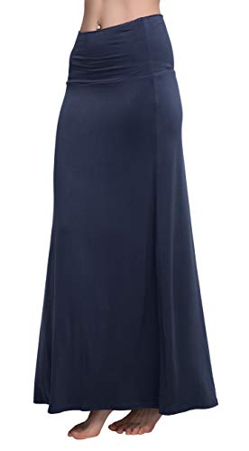 Image of Urban CoCo Women's Stylish Spandex Comfy Fold-Over Flare Long Maxi Skirt