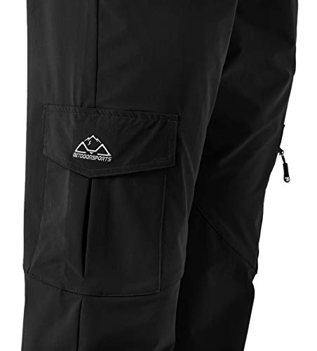 Rdruko Men's Stretch Hiking Work Pants Water Resistant Lightweight Outdoor Mountain Pants 6 Pockets (Black,Us 32) #TOP4