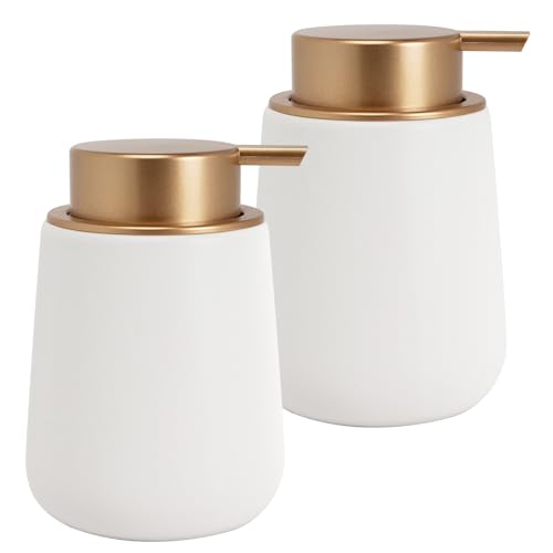 Image of Soap Liquid Dispenser Ceramic with Easy-to-Press Pump Hand Liquid Dispenser for Shampoo Bathroom Kitchen 12 oz 2pcs