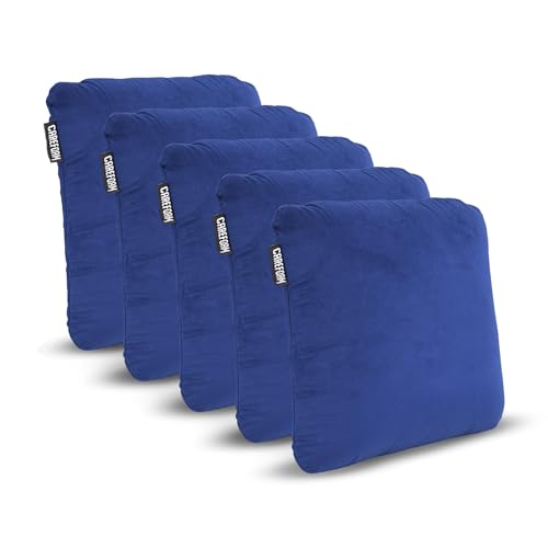 Image of CareFoam Memory Foam Square Cushion for Car, Sofa /Diwan, Bed, Chair & Decoration | Highly Durable, Hypoallergenic | 14 inchx 14 inch x 4 inch | Velvet Cover | Blue, Pack of 5