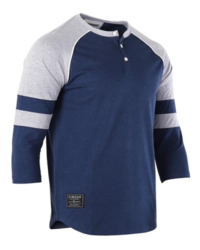 ZIMEGO Mens 3/4 Quarter Sleeve Shirts - Modern Fit Baseball Henley2