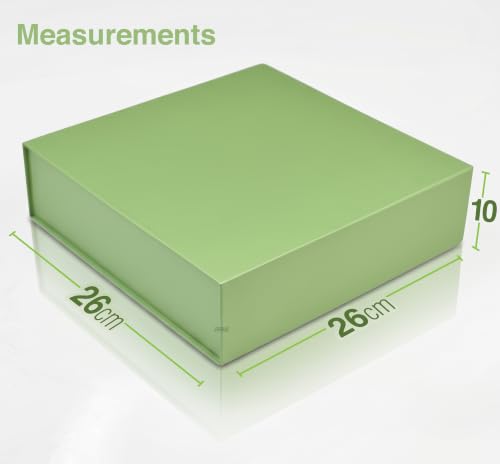 Image of RBS - Magnetic Gift Box 26x26x10cm Luxury Gift Boxes Empty for Hamper Packing Reusable Packaging Box Holds Upto 8kg Gift Box for Packing Return Gift Boxes for Birthday, Diwali, Anniversary (Green MGT)