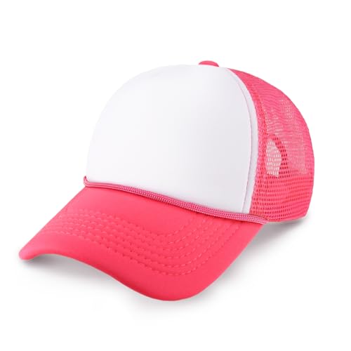 Image of CHOK.LIDS Classic Foam Trucker Hat Summer Mesh Rope Cap Solid Two Toned Blank Hat Mens Womens Adjustable Strap Light Weight