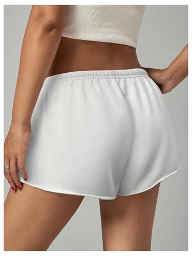 Women's Elastic Drawstring Waist Mini Shorts Low Rise Running Sweat Shorts Micro Bottoms2