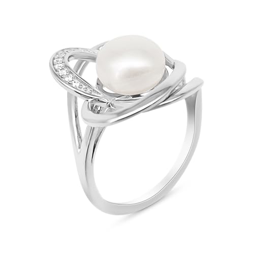 Bague perle de culture blanche 9mm ne ternit pas en argent sterling