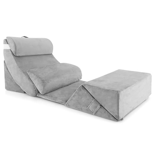 LIFEZEAL Lot 7 Oreillers Orthopédiques pour Lit ou Canapé, Coussin de Lecture, Housse Amovible et Lavable, Oreiller Sommeil avec Soutien pour Tête, Nuque,...