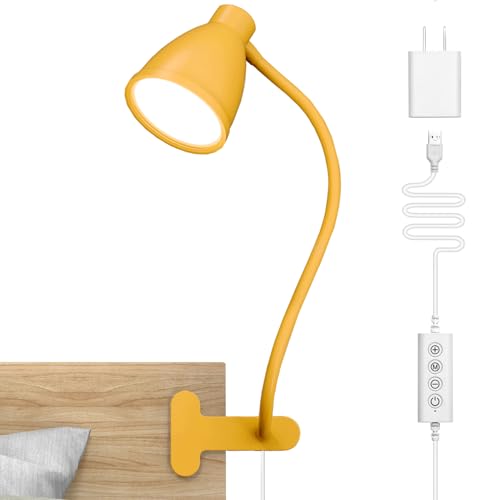 BOHON Clip on Light, 10W 38 LED Desk Lamp with Clamp, 5 Color 10 Brightness Auto Off Timer, Flexible...