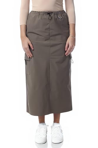 ESTEEZ Cargo Midi Skirt - Parachute Skirt for Women - Cali Cargo (EX802268 Fatigue 14)