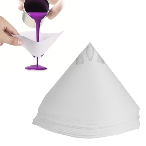Lackierpistolen Zubehör,50 Stück Lacksiebe Lackfilter,Lacksiebe Lackfilter Resin Filter,Nylon Konisches Papier Filter,Einweg Farbe Papier Siebe,Trichterfiltern Lackfilter,Konische Papier Siebe