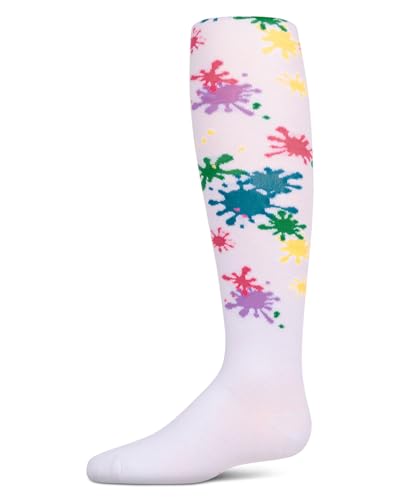 MeMoi Girls “Splatter Paint” Opaque Stretch Cotton Tights