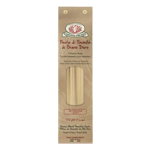 Rustichella d'Abruzzo | Fettuccine Pasta de sémola de trigo duro | Pasta trefilada de bronce seca lenta y baja temperatura - 1 x 500 g | Pasta larga italiana