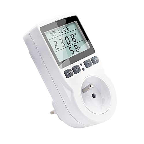 KETOTEK Wattmètre Prise Compteur d'Énergie, Compteur de Consommation d'énergie avec 11 Modes Surveillance et l'écran LCD, Prise de Consommation Électrique Protection Contre Les Surcharges 3680W