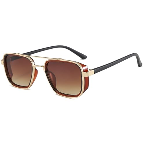 Square Sunglasses Women Vintage Trendy Metal Pilot Sunglasses Men Punk Driving Sun Glasses UV4002