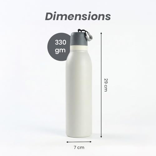 Image of HomeEssentials 700ml Stainless Steel Water Bottle: 3-Layer Insulated Hot & Cold Flask - Leakproof Design - Premium Sports Bottle for School, Office & Home - Sleek Durable Hydration (Grey)