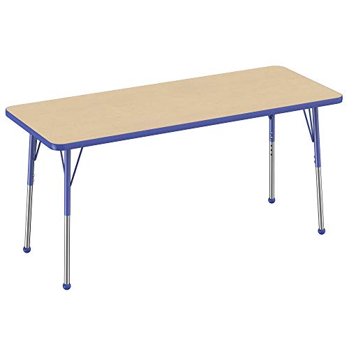 FDP 24" x 60" Rectangle Table with Ball Glide Legs - Maple/Blue