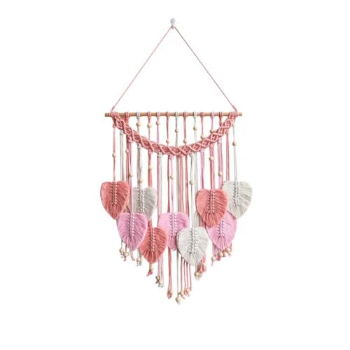 Qomcsrl Tapiz de Hojas Decoración para Colgar en la Pared Decoración de Hojas Tejidas con Plumas Decoración de Arte de Pared Hecha A Mano Pared de Plumas,A