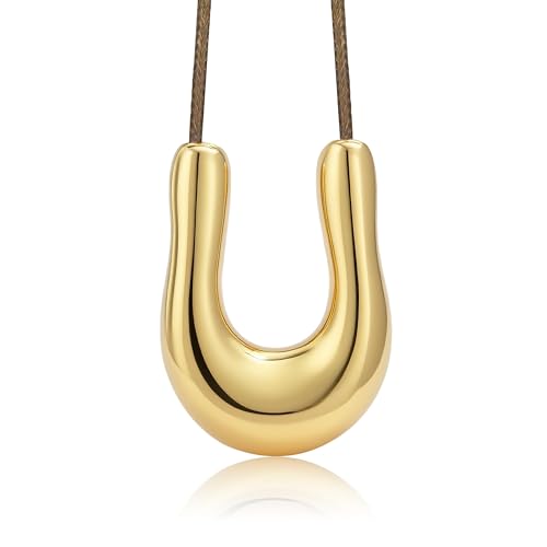 Aonklot Boho Necklaces for Women Chunky Cord Necklaces with Gold Pendant Statement Hollowed Heart Necklace Boho Jewelry Birthday Jewelry Gifts Trendy Stuff Accessories