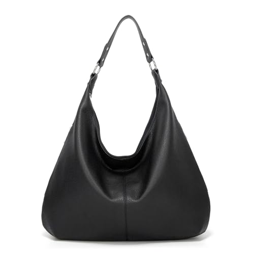 NSXVIA Women's Tote Bag Vintage PU Leather Handbags for Women Hobo bags Tote Shoulder Bag with Zipper,Arbeit & Shopping,Mother’s Day Geschenk für Mama Frauen | geschenk für mama(Black)
