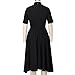FAD-4U Church Clergy Dress for Women Short Sleeve Rows Buttons A Line Dress with Tab Collar Black
