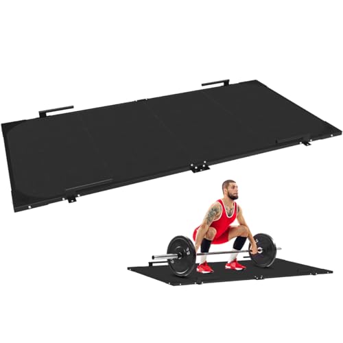 FAGUS H 8ftx4ft Deadlift Platform Bolt-Together Steel Frame & 8-Pack Rubber Tiles Dedicated Weightlifting Space Includes Band Pegs Weight Lifting Platform for Home Gym